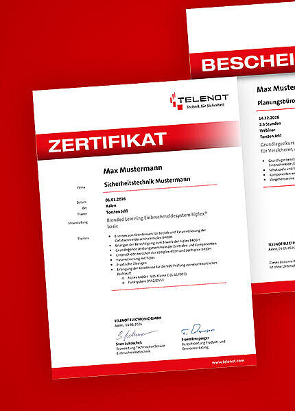 Schulungszertifikat und Bescheinigung.