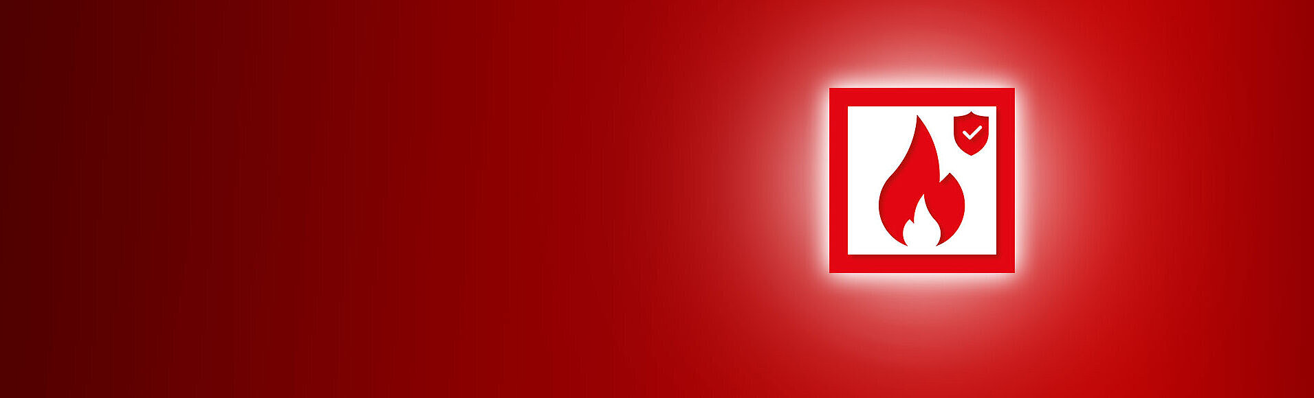 Piktogramm für Brandschutz: Flamme und Schutzschild.