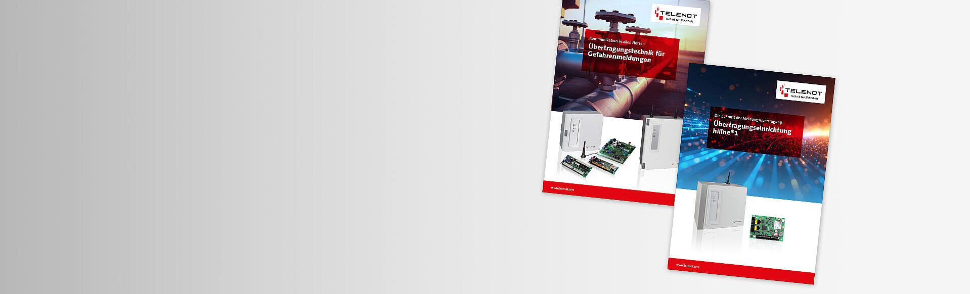 Titelseiten der 2 Broschüren zu Übertragungseinrichtungen.